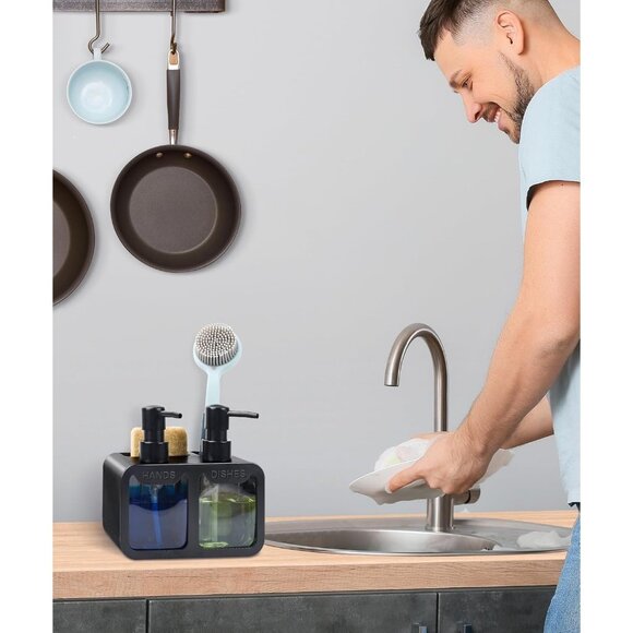 🆕 Kitchen Hand Soap Dispenser Sponge Caddy Brush Holder Organizer Useful Gadget - Picture 7 of 7